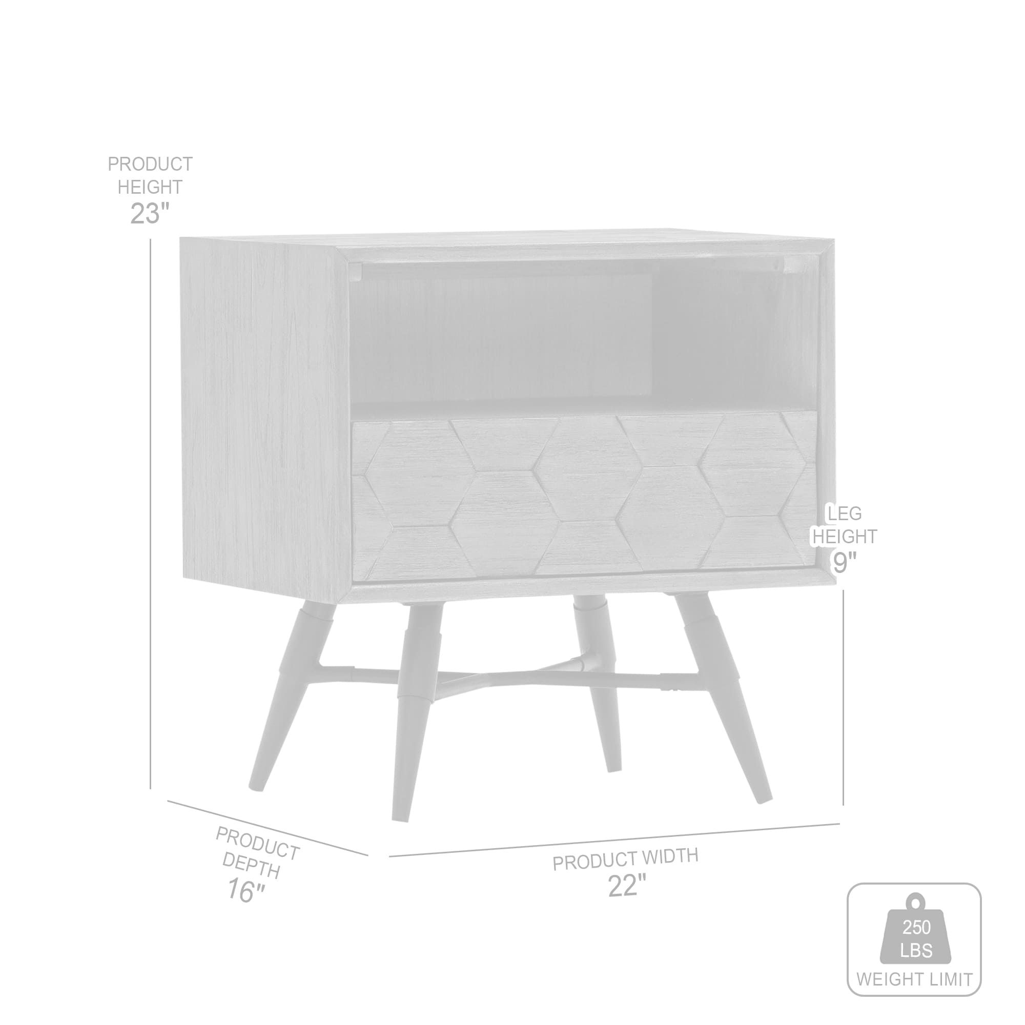 Image 7 Makena Nightstand with 1 Drawer in Grey Acacia Wood more views