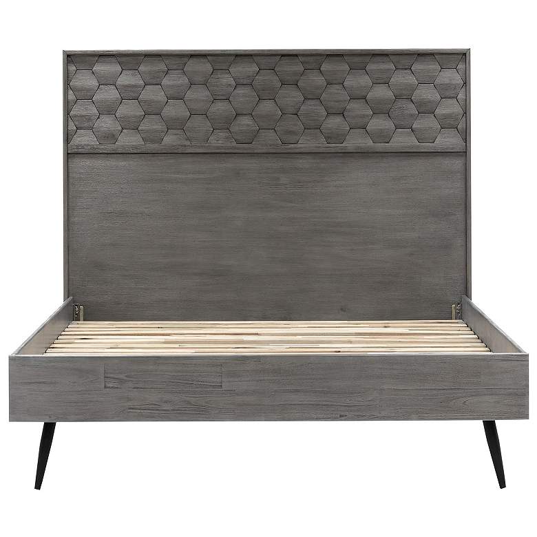 Image 1 Makena Queen Platform Bed in Grey Acacia Wood and Steel