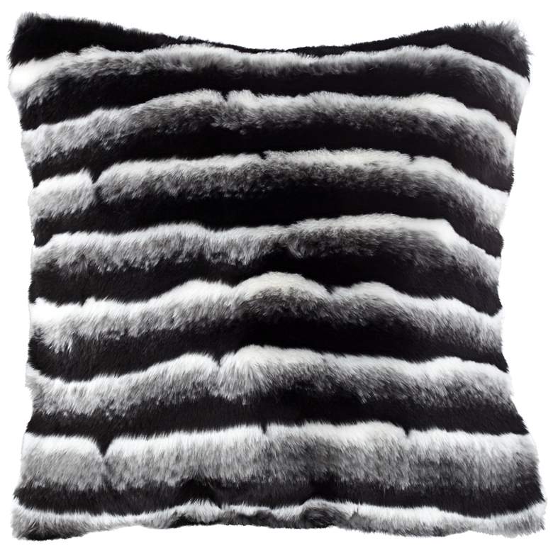 Image 1 Maki Black and Gray 18 inch Square Plush Faux Fur Pillow