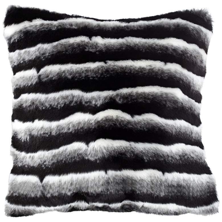 Image 1 Maki Black and Gray 18" Square Plush Faux Fur Pillow