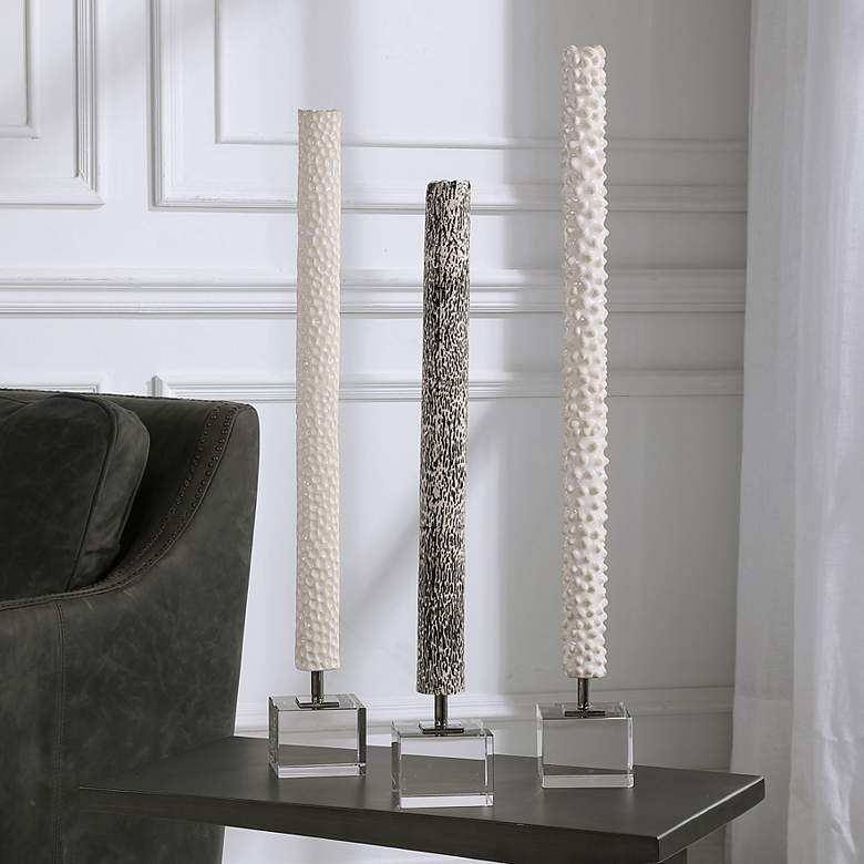 Image 1 Makira 29" High Black and White Ceramic Sculptures Set of 3