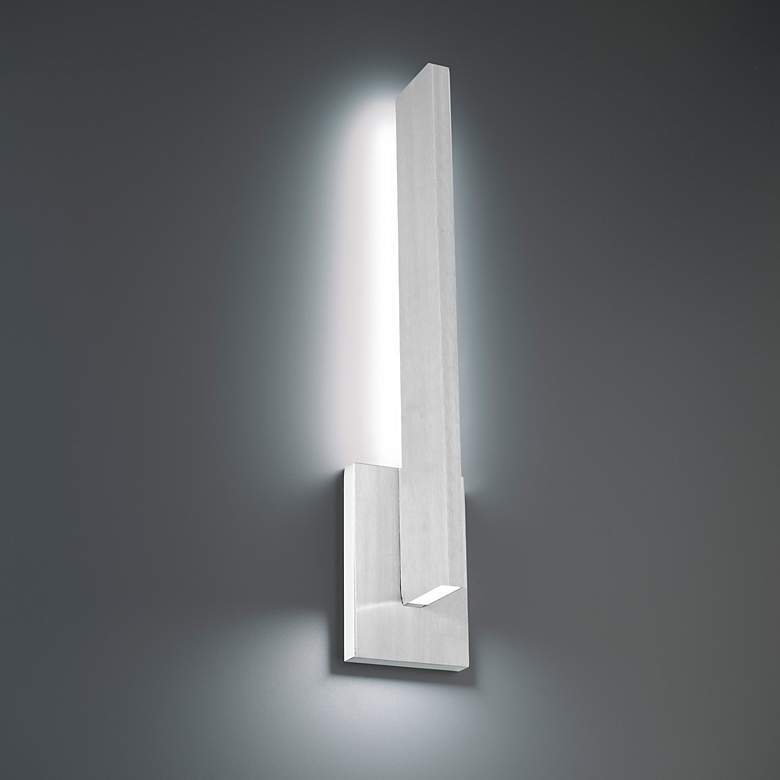 Image 1 Mako 22"H x 4.5"W 2-Light Outdoor Wall Light in Brushed Aluminum