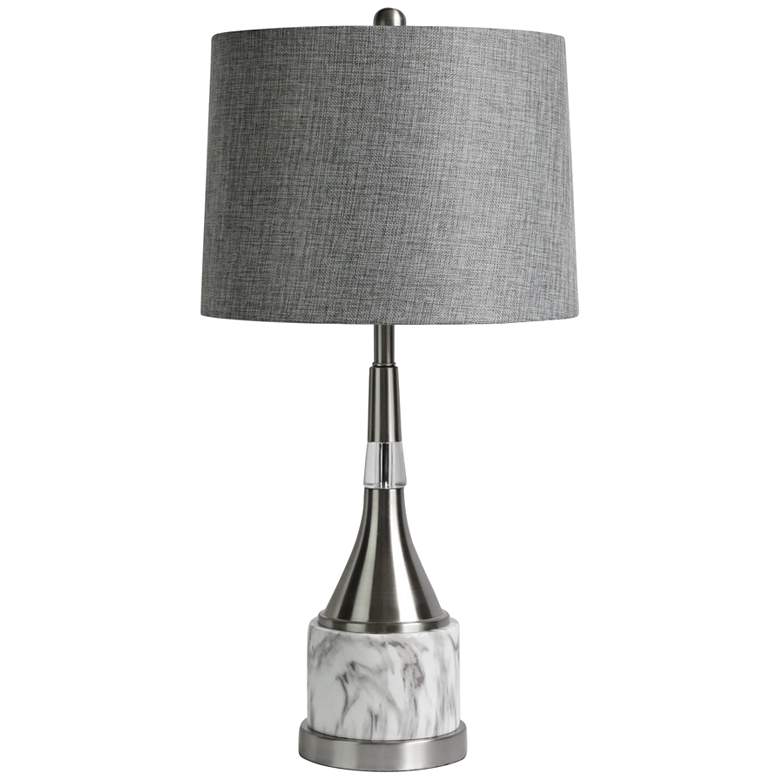 Image 1 Mala Brushed Steel and White Marble Genie Bottle Table Lamp