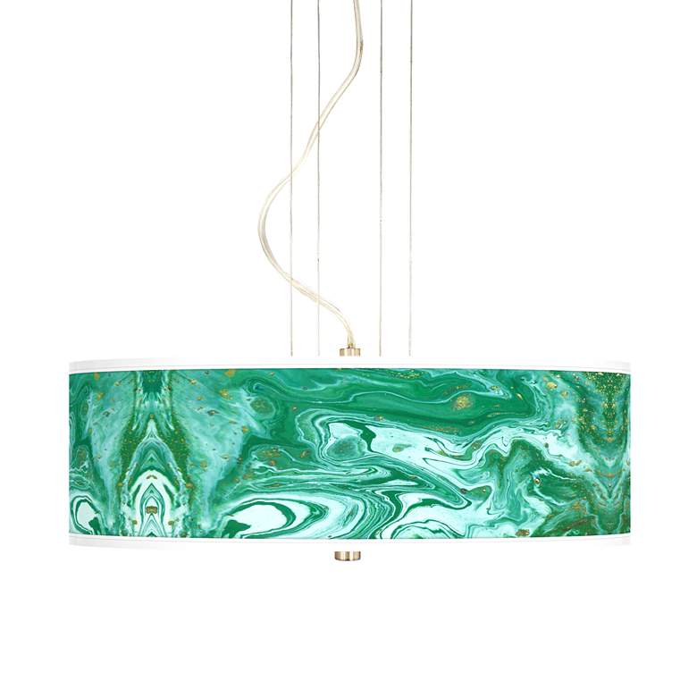 Image 1 Malachite 20 inch Wide 3-Light Pendant Chandelier