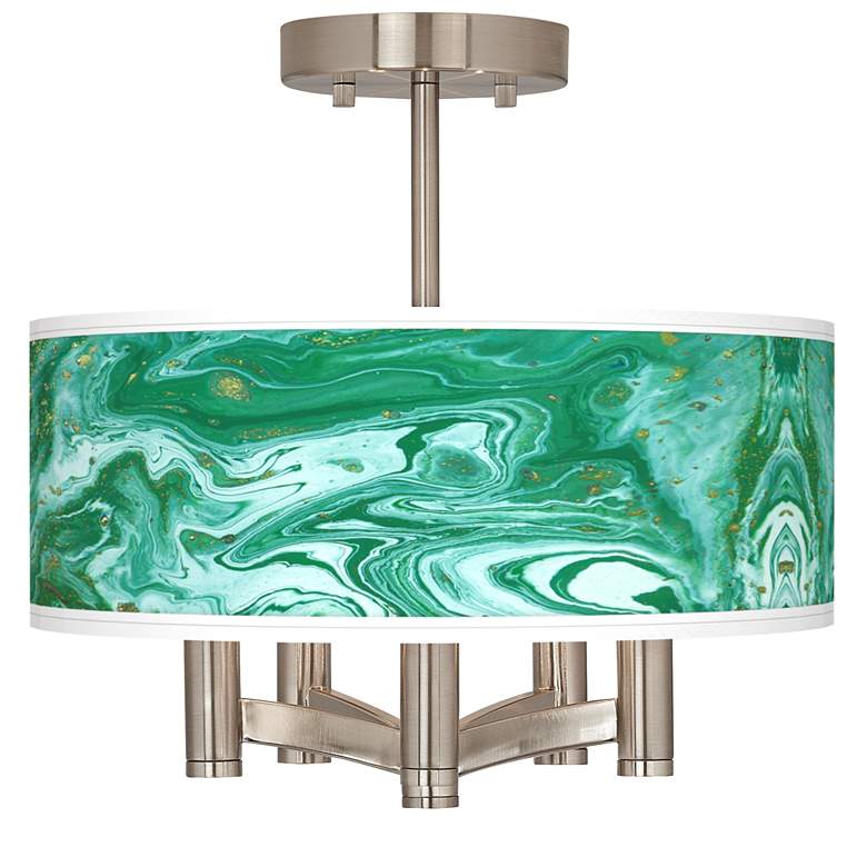 Image 1 Malachite Ava 5-Light Nickel Ceiling Light