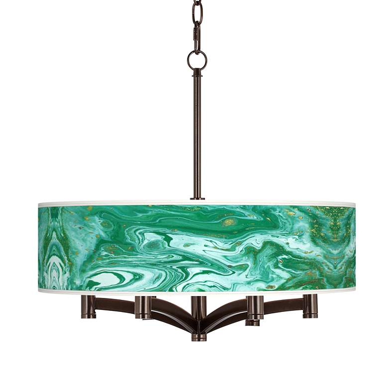 Image 1 Malachite Ava 6-Light Bronze Pendant Chandelier