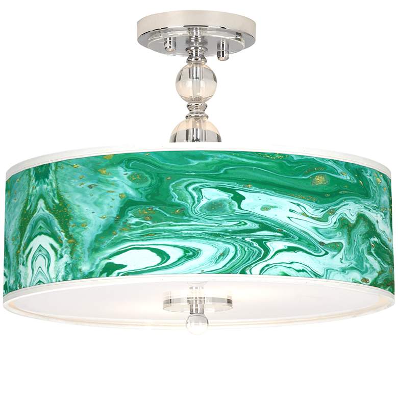 Image 1 Malachite Giclee 16" Wide Semi-Flush Ceiling Light