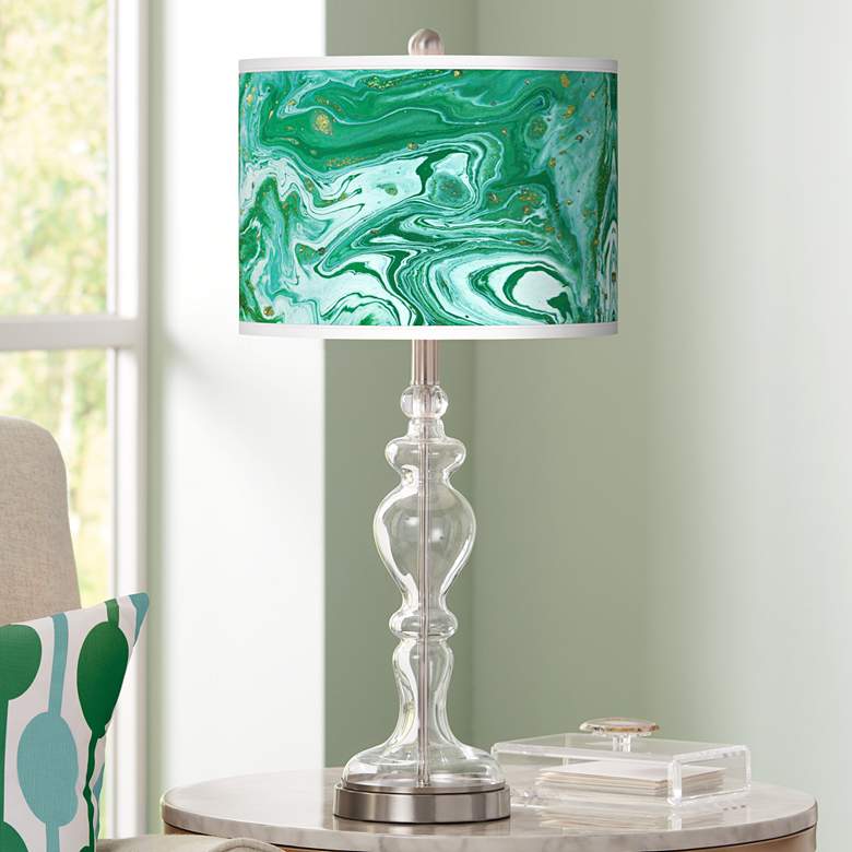 Image 1 Malachite Giclee Apothecary Clear Glass Table Lamp