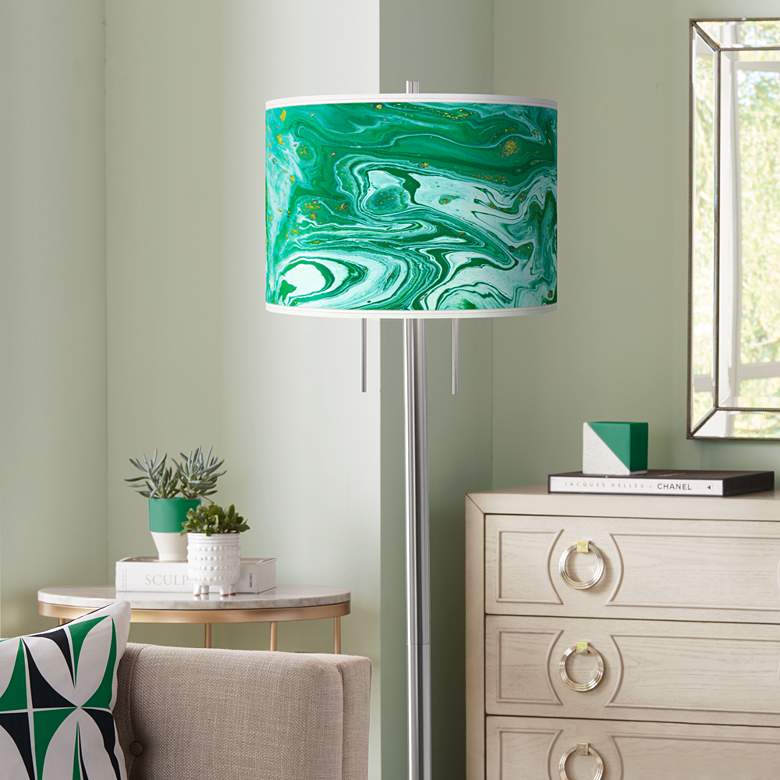 Image 1 Malachite Giclee Brushed Nickel Garth Floor Lamp