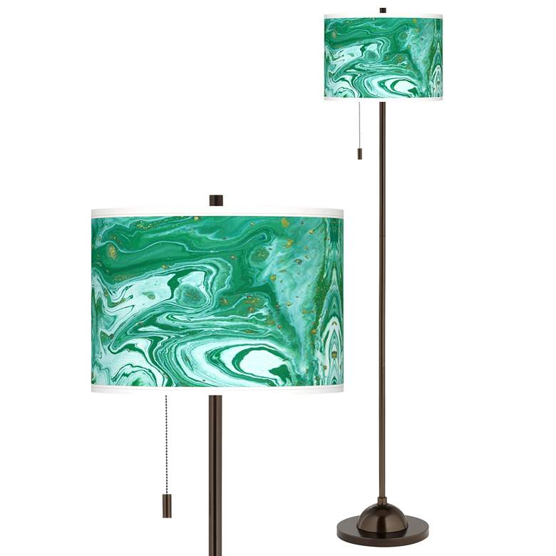 Image 1 Malachite Giclee Glow Bronze Club Floor Lamp