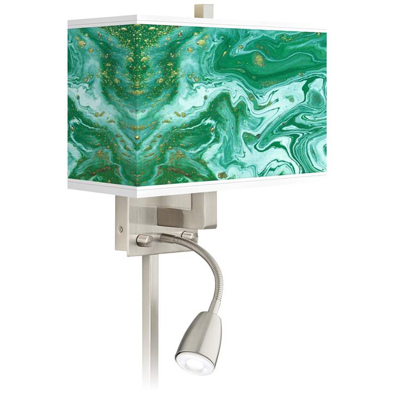 Image 1 Malachite Giclee Glow LED Reading Light Plug-In Sconce