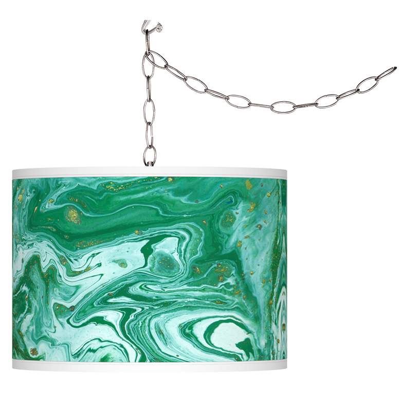 Image 1 Malachite Giclee Glow Plug-In Swag Pendant