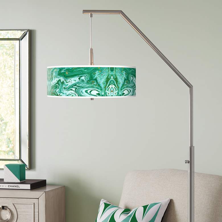 Image 1 Malachite Giclee Shade Arc Floor Lamp