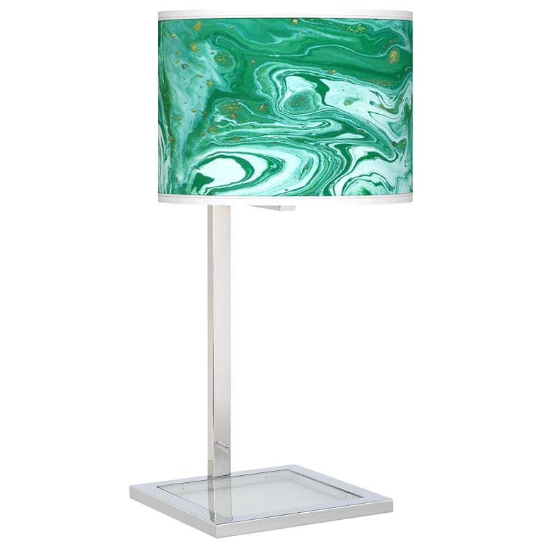 Image 1 Malachite Glass Inset Table Lamp