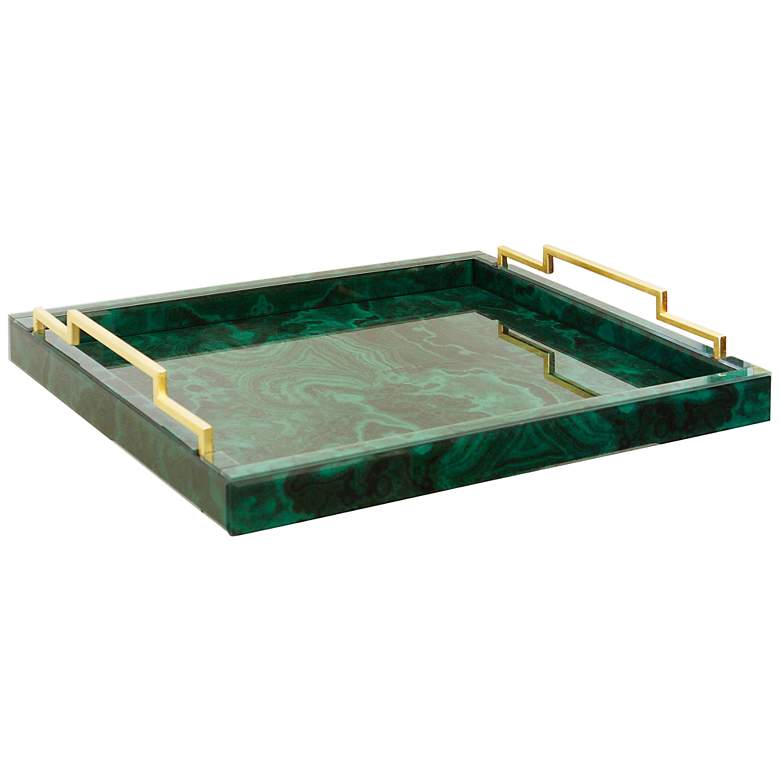 Image 1 Malachite Green Veneer Glass Decorative Tray
