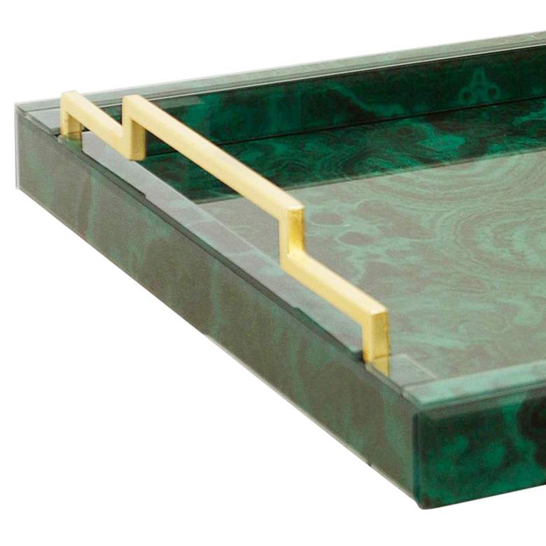 Image 2 Malachite Green Veneer Glass Decorative Tray more views