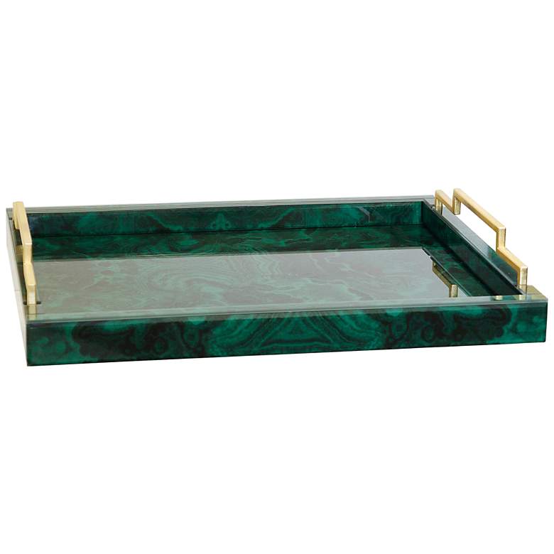 Image 3 Malachite Green Veneer Glass Decorative Tray more views