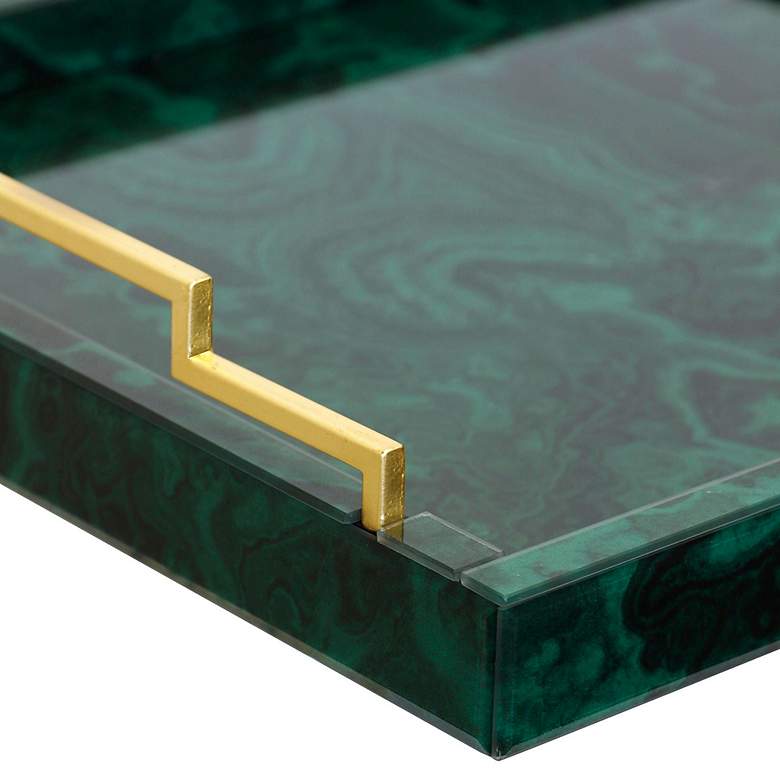 Image 4 Malachite Green Veneer Glass Decorative Tray more views