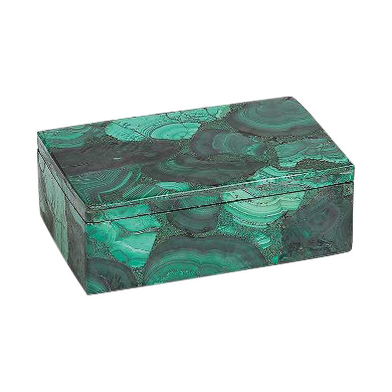 Image 1 Malachite Stone Flat Green 7" Wide Decorative Box