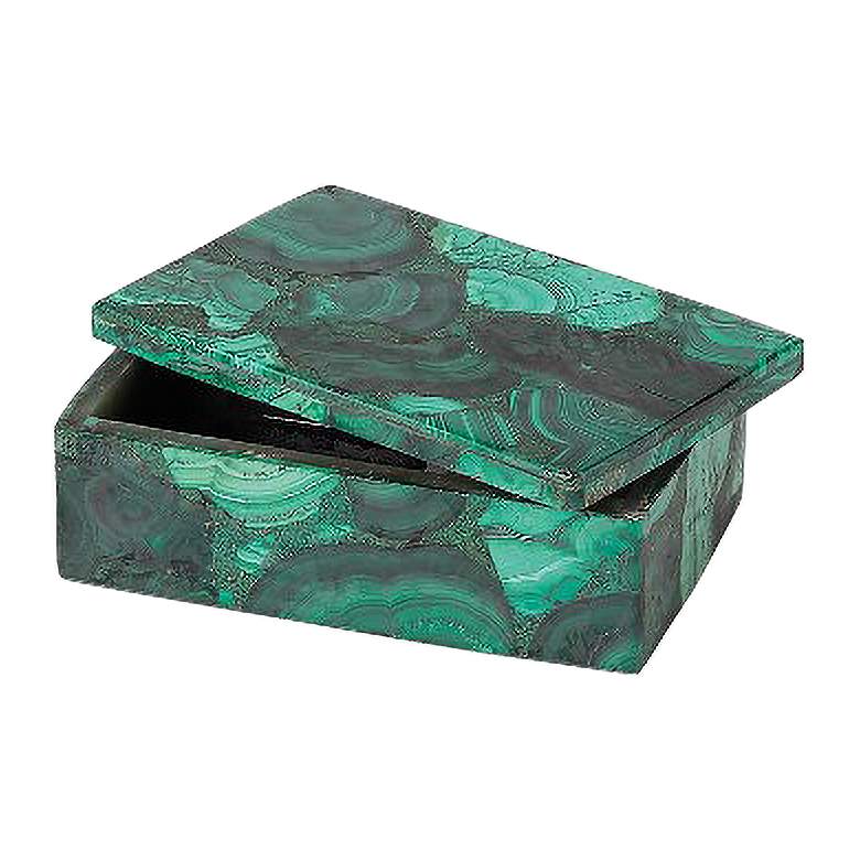 Image 2 Malachite Stone Flat Green 7" Wide Decorative Box more views