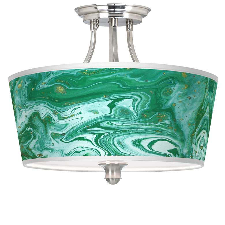 Image 1 Malachite Tapered Drum Giclee Ceiling Light