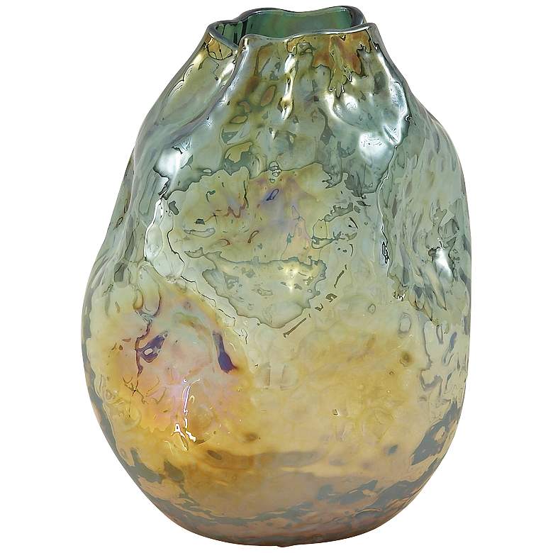 Image 1 Malagua Gold and Emerald Green 12 inch High Glass Vase
