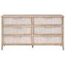 Malay 6-Drawer Double Dresser, White Wash Abaca Rope, Natural Gray Mahogany