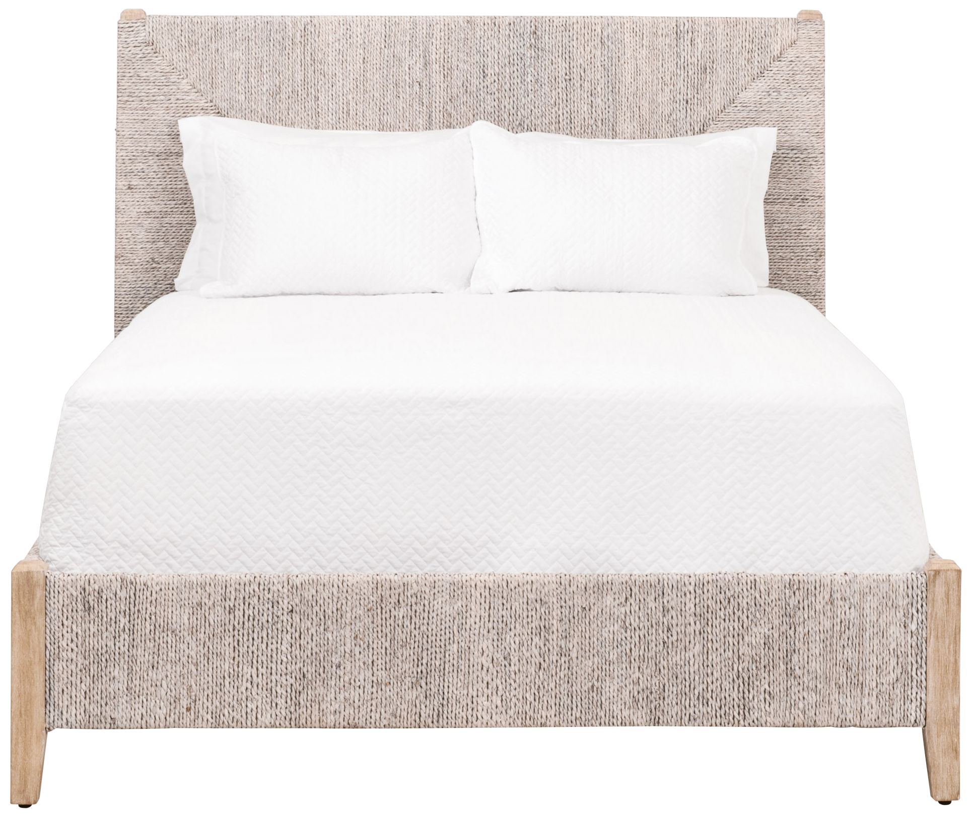 Malay Cal King Bed, White Wash Abaca Rope, Natural Gray Mahogany ...