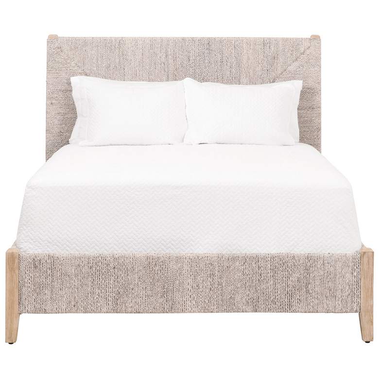 Image 1 Malay Standard King Bed, White Wash Abaca Rope, Natural Gray Mahogany