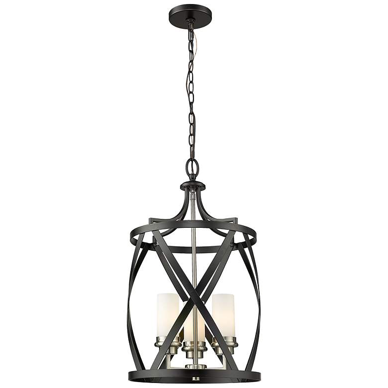 Image 3 Malcalester 14"W Black and Brushed Nickel 3-Light Pendant more views