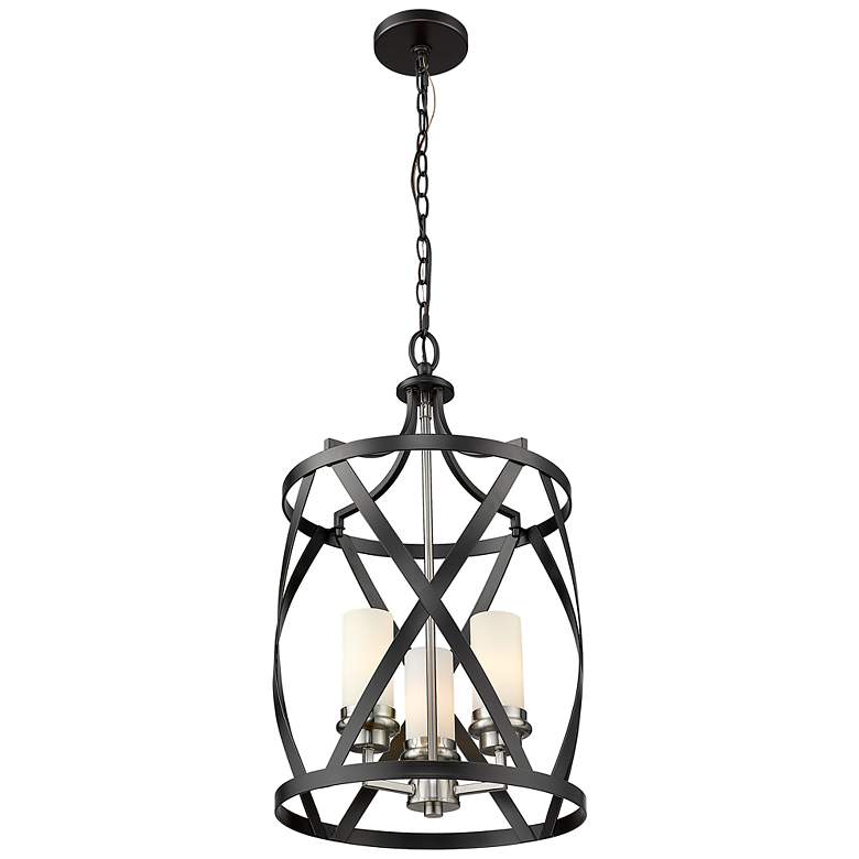 Image 4 Malcalester 14"W Black and Brushed Nickel 3-Light Pendant more views