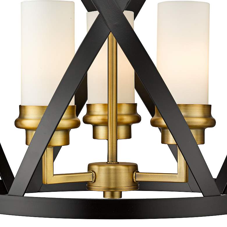 Image 5 Malcalester 14"W Matte Black and Olde Brass 3-Light Pendant more views