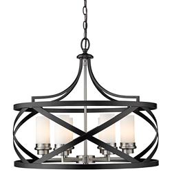 Malcalester 24&quot; Wide Brushed Nickel and Matte Black 6-Light Pendant