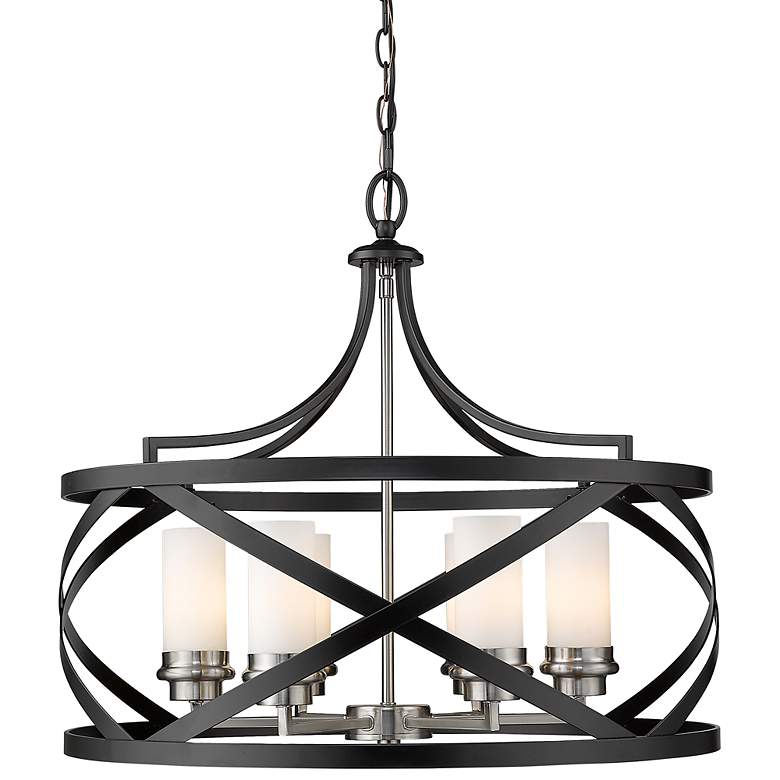 Image 3 Malcalester 24" Wide Brushed Nickel and Matte Black 6-Light Pendant