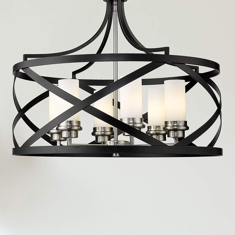 Image 2 Malcalester 24" Wide Brushed Nickel and Matte Black 6-Light Pendant