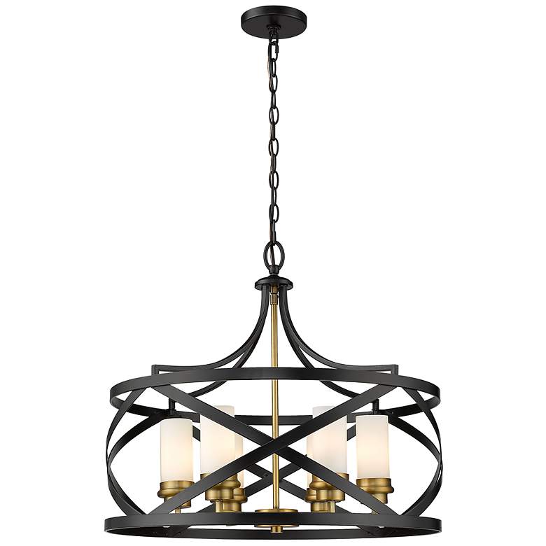 Image 5 Malcalester 24" Wide Matte Black Olde Brass 6-Light Pendant more views