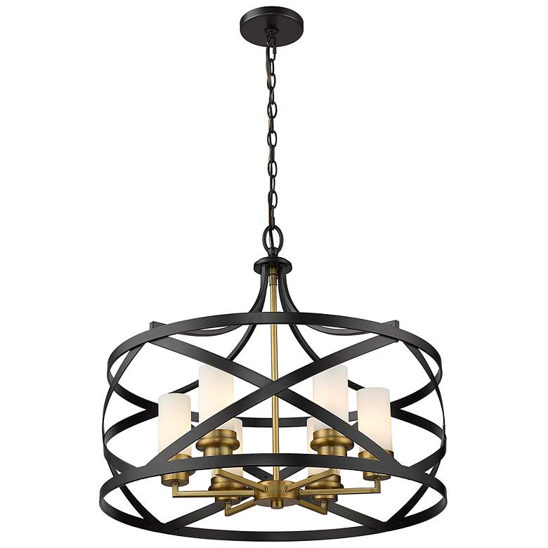 Image 6 Malcalester 24" Wide Matte Black Olde Brass 6-Light Pendant more views