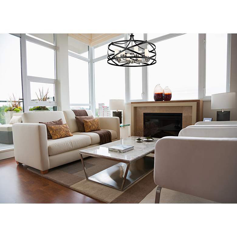 Image 2 Malcalester 30" Wide Matte Black 8-Light Chandelier more views