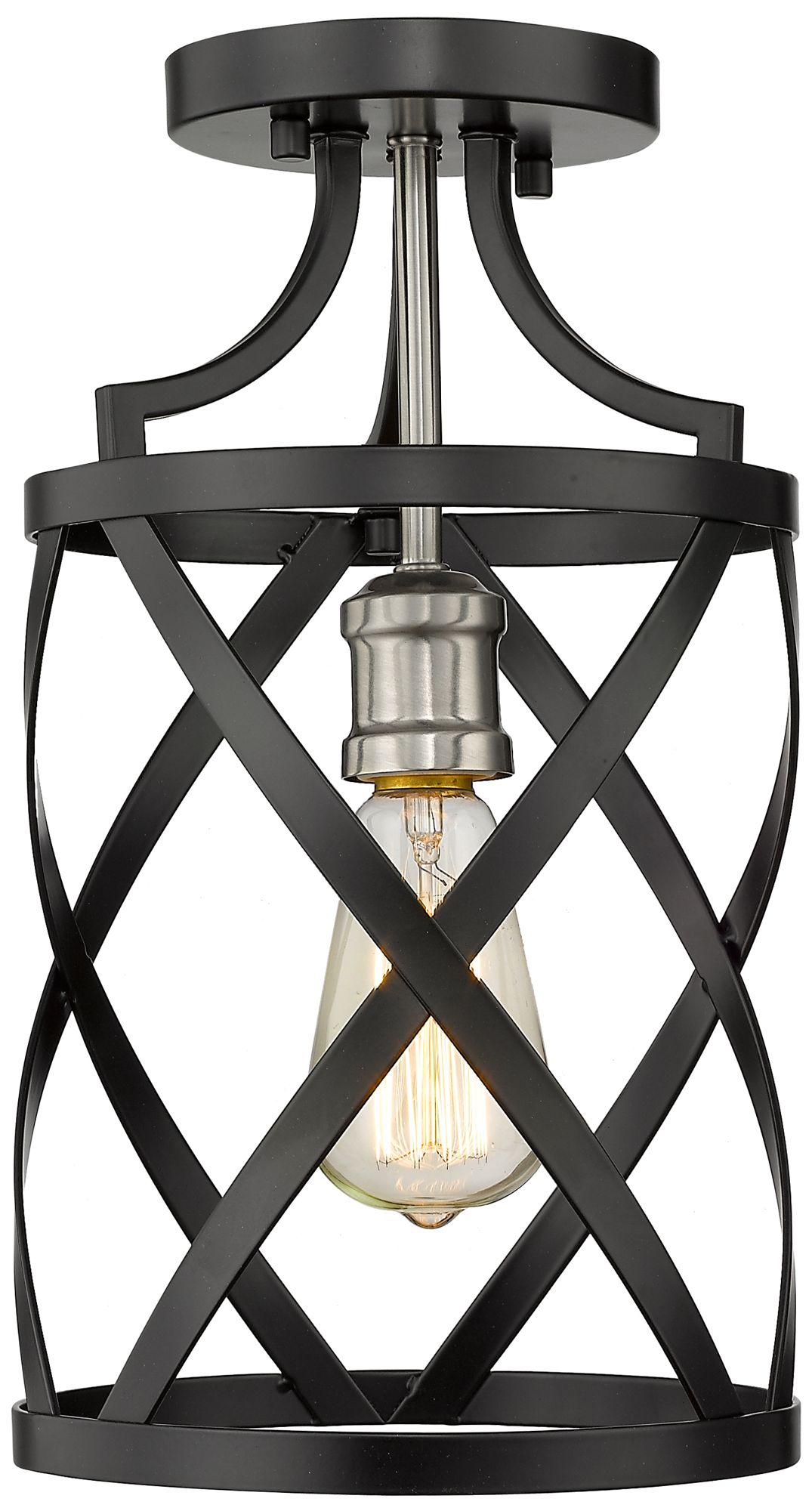 Malcalester by Z-Lite Matte Black + Brushed Nickel 1 Light Flush Mount