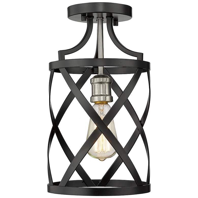 Image 2 Malcalester by Z-Lite Matte Black + Brushed Nickel 1 Light Flush Mount