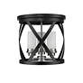 Malcalester by Z-Lite Matte Black + Brushed Nickel 3 Light Flush Mount