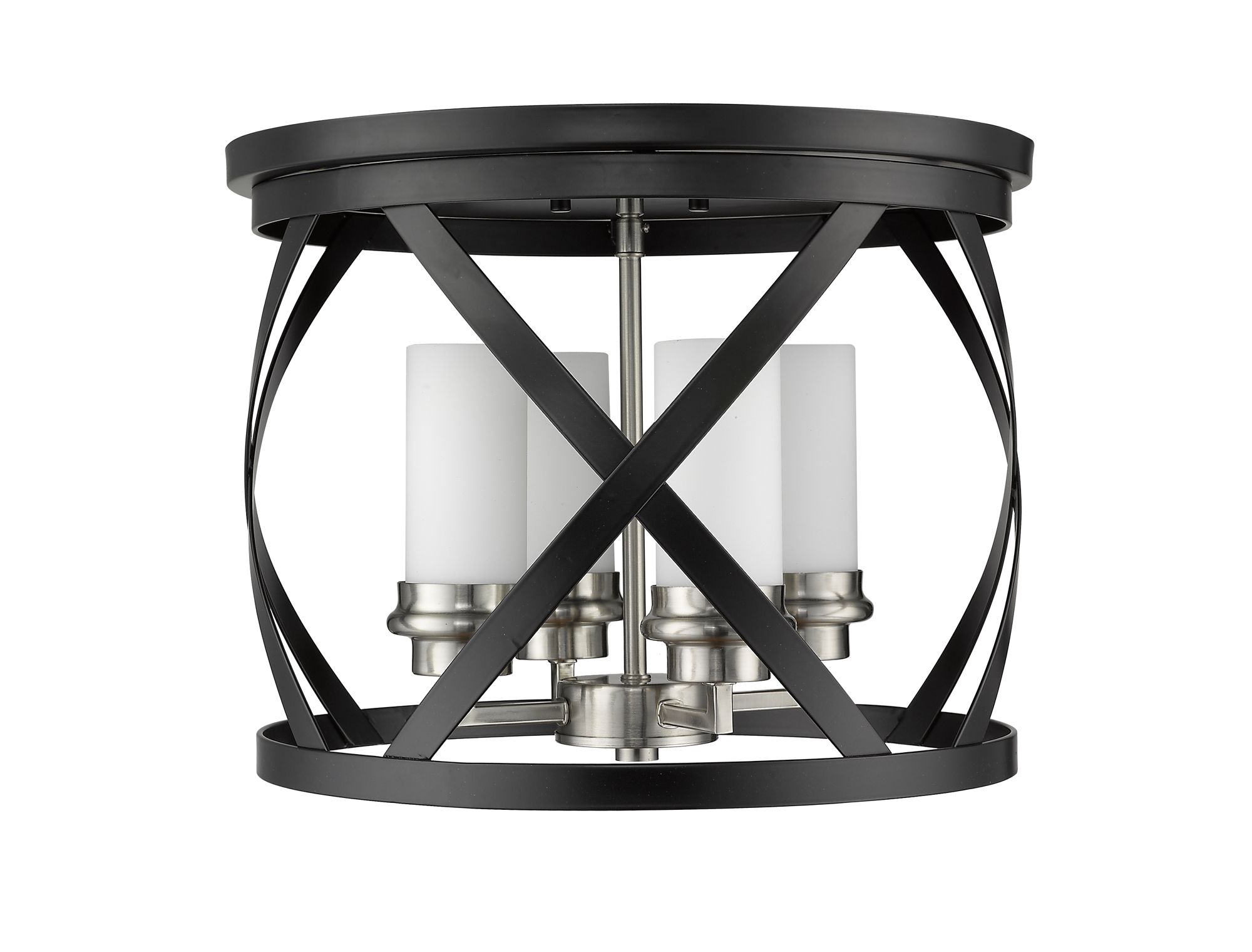 Malcalester by Z-Lite Matte Black + Brushed Nickel 4 Light Flush Mount