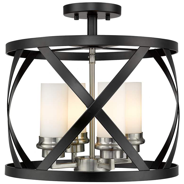 Image 2 Malcalester by Z-Lite Matte Black + Brushed Nickel 4 Light Semi Flush Mount