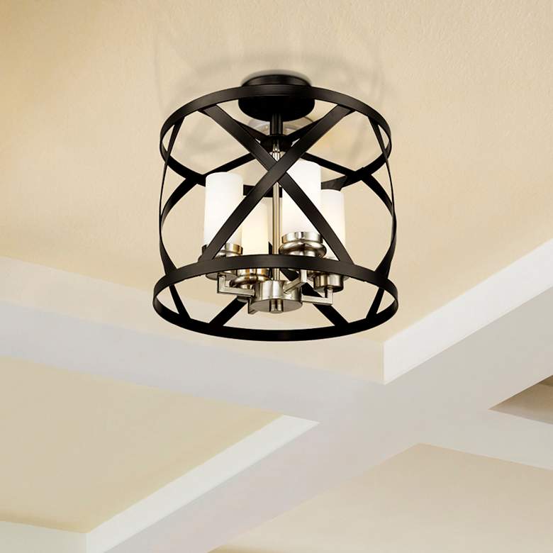 Image 1 Malcalester by Z-Lite Matte Black + Brushed Nickel 4 Light Semi Flush Mount