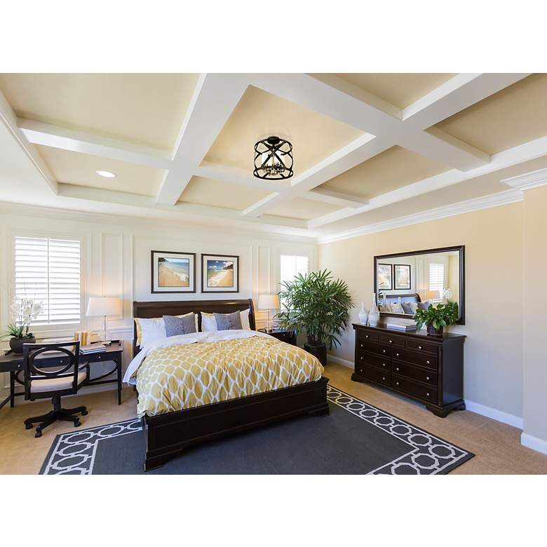 Image 3 Malcalester by Z-Lite Matte Black + Brushed Nickel 4 Light Semi Flush Mount more views