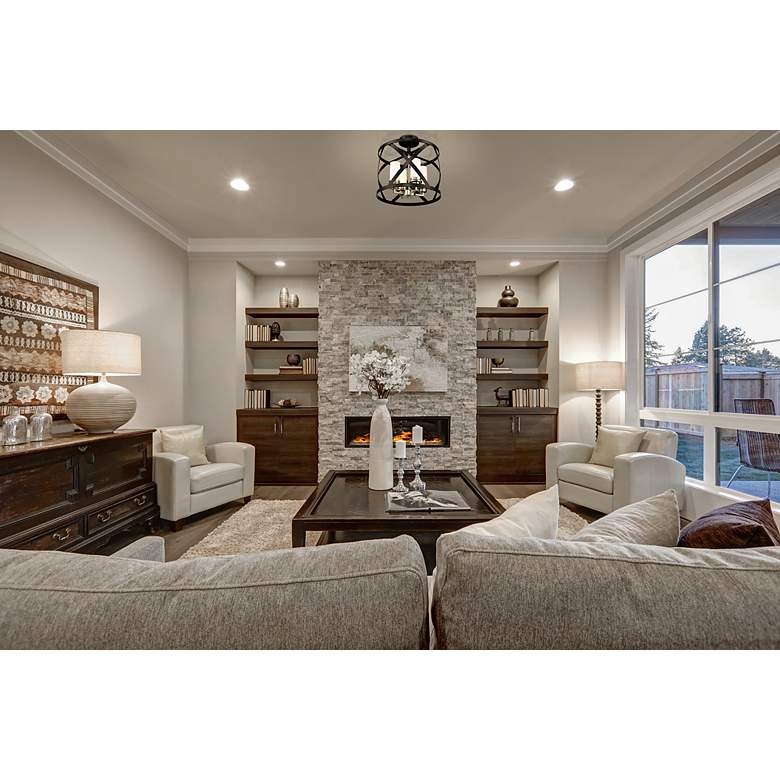 Image 4 Malcalester by Z-Lite Matte Black + Brushed Nickel 4 Light Semi Flush Mount more views