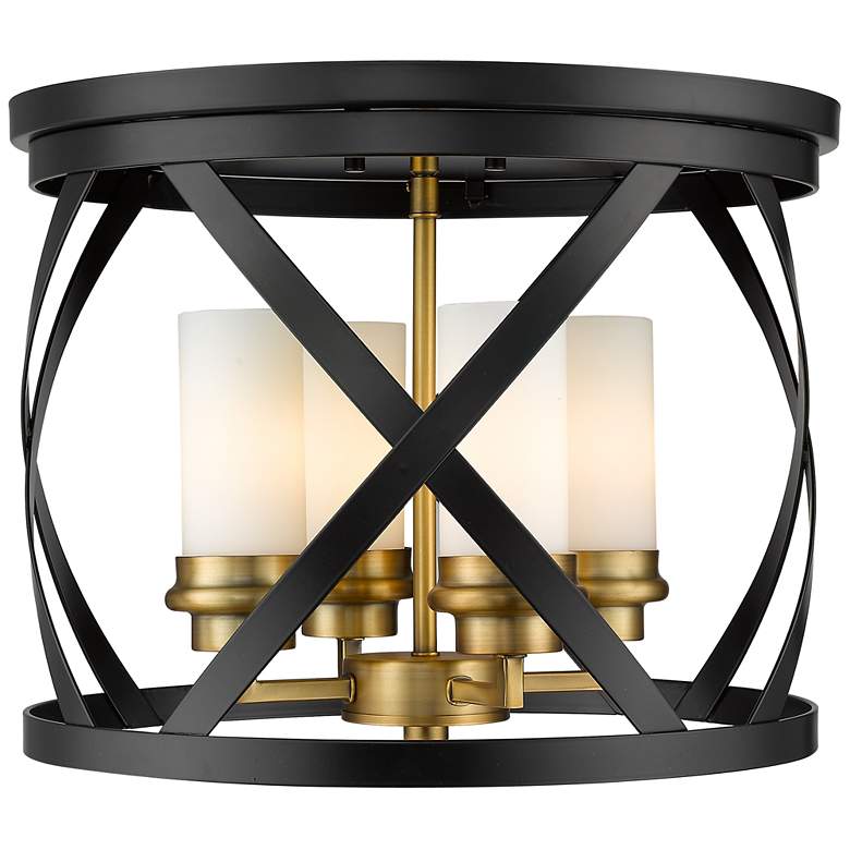 Image 1 Malcalester by Z-Lite Matte Black + Olde Brass 4 Light Flush Mount