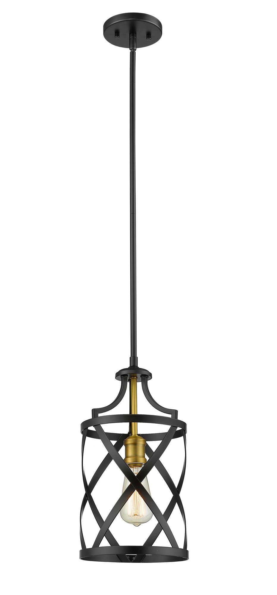 Image 4 Malcalester by Z-Lite Matte Black + Olde Brass 8 inch 1 Light Mini Pendant more views