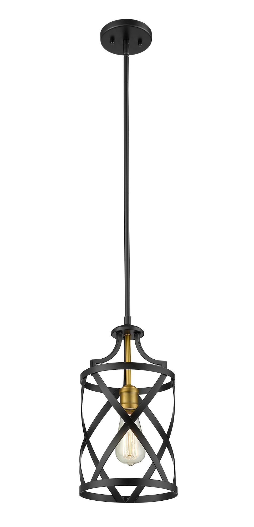 Image 5 Malcalester by Z-Lite Matte Black + Olde Brass 8 inch 1 Light Mini Pendant more views