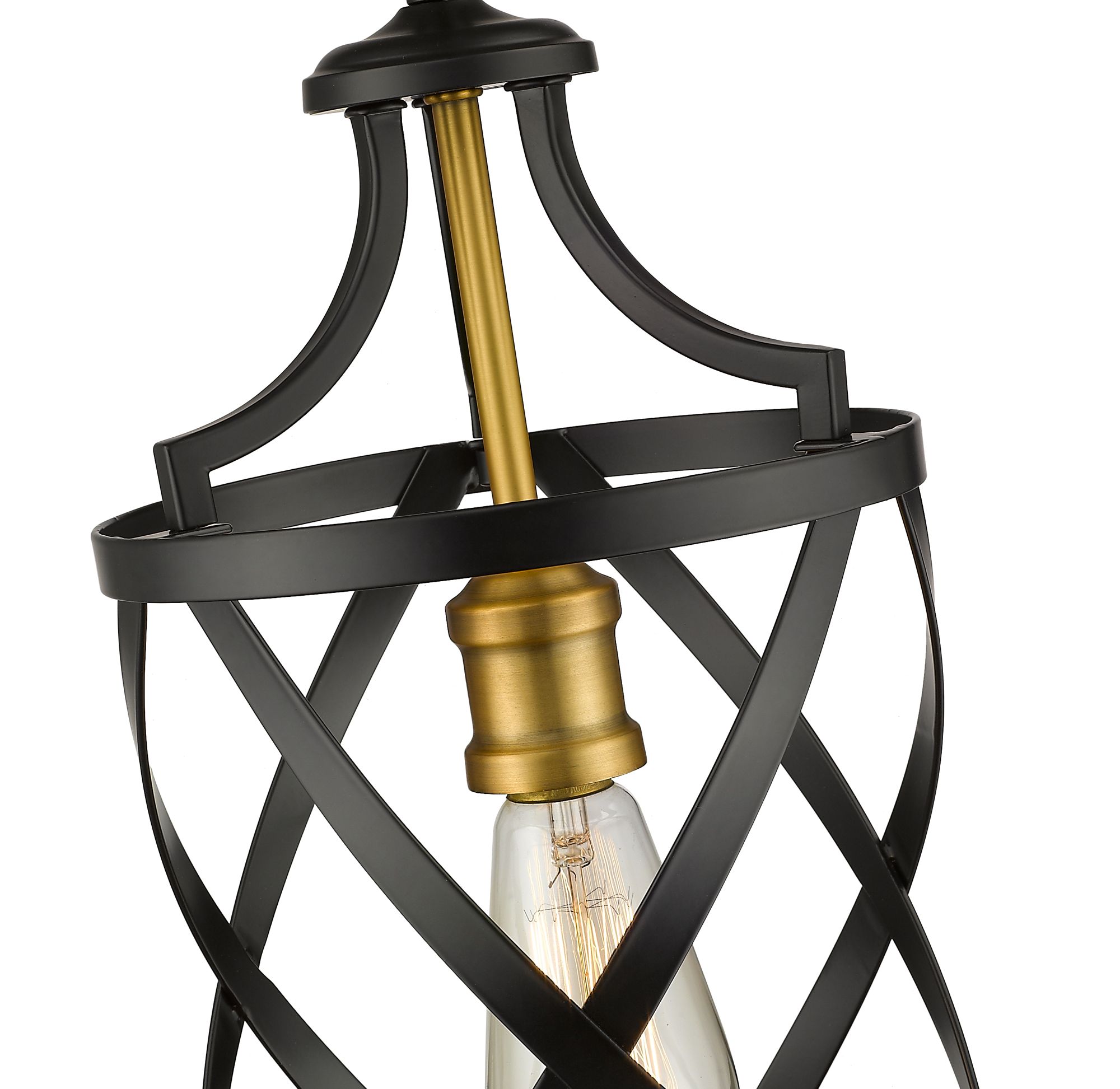 Image 6 Malcalester by Z-Lite Matte Black + Olde Brass 8 inch 1 Light Mini Pendant more views